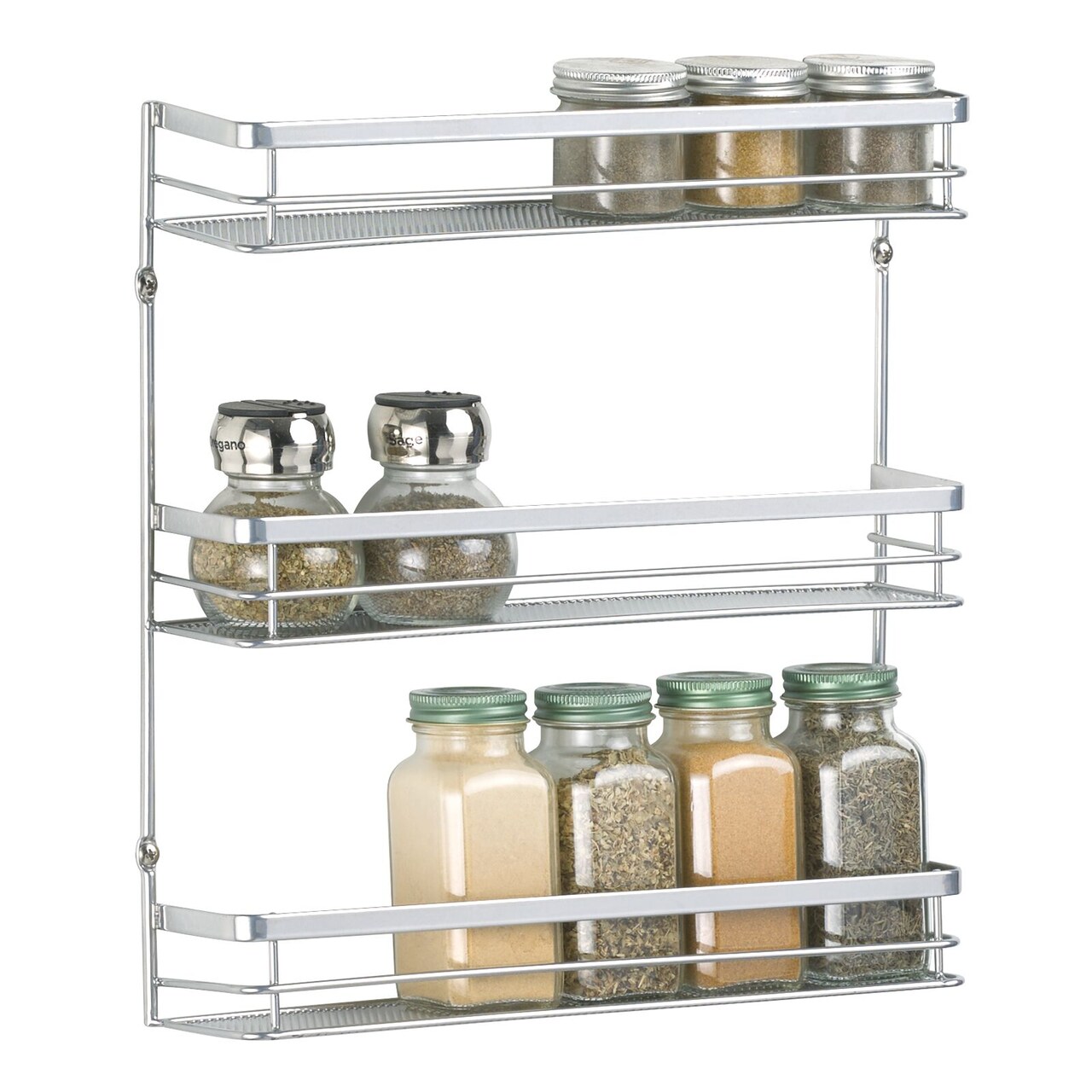 mDesign Steel Wall Mount 3-Tier Spice Rack Storage Organizer Basket